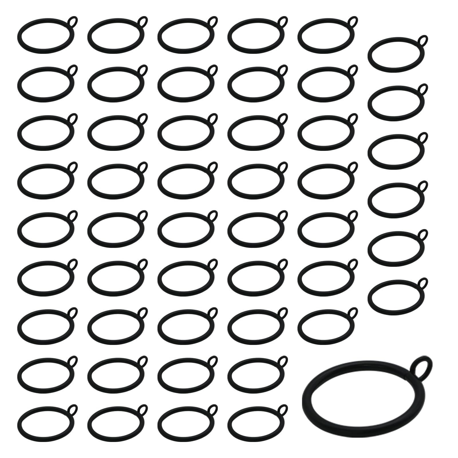 Anillos de cortina negros con ojales de metal de 1.5 pulgadas para barra de casa