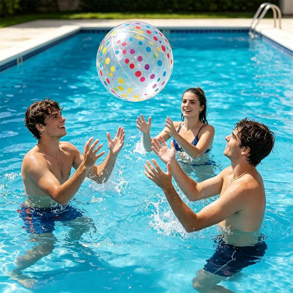 Pelota De Playa Hinchable 40 Cm – Con Lunares De Colores, Resistente, Para Piscina Y Verano