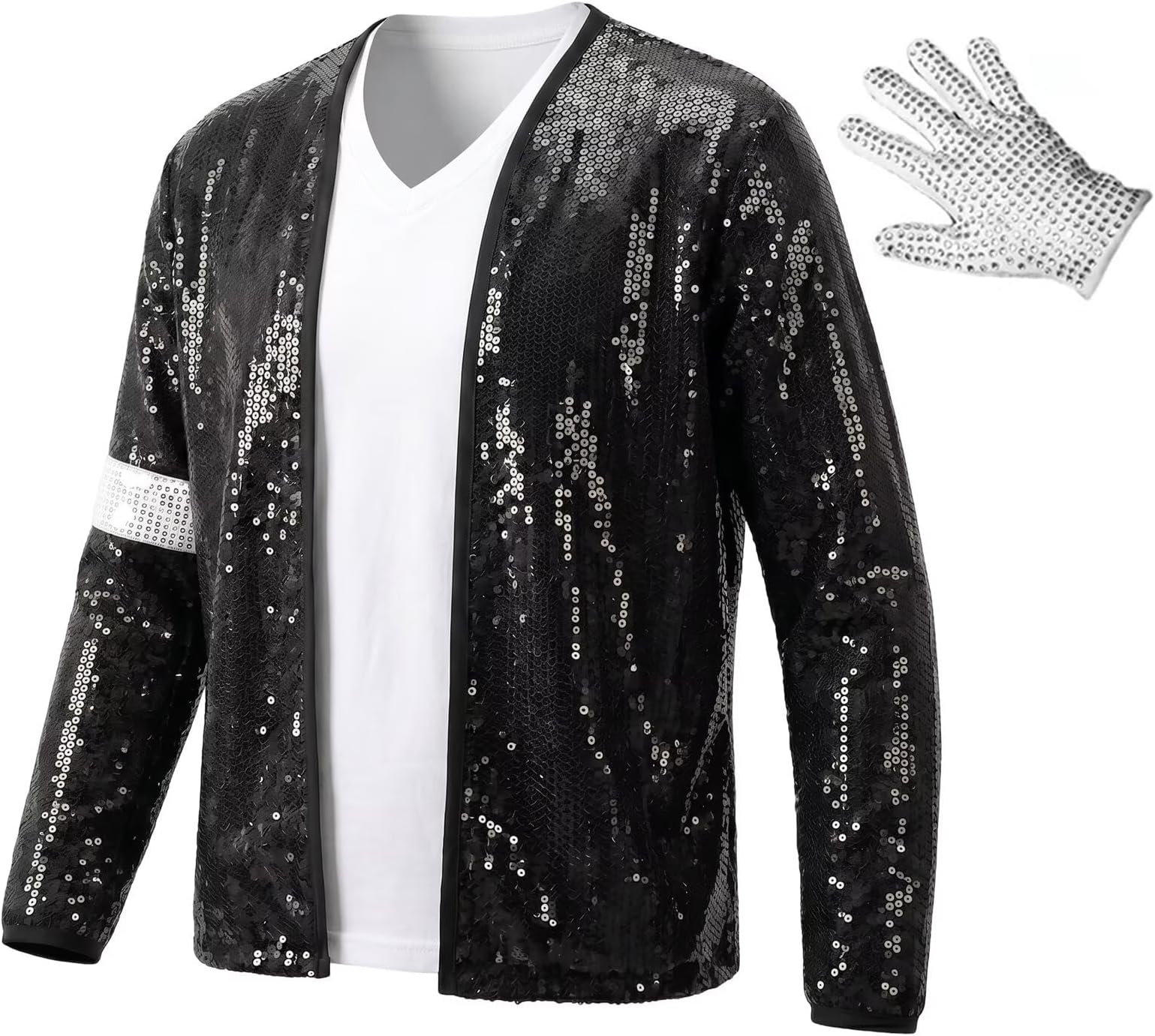 Men's Sequin Jacket with Glove Dance top for Stage Performance Party Outfit