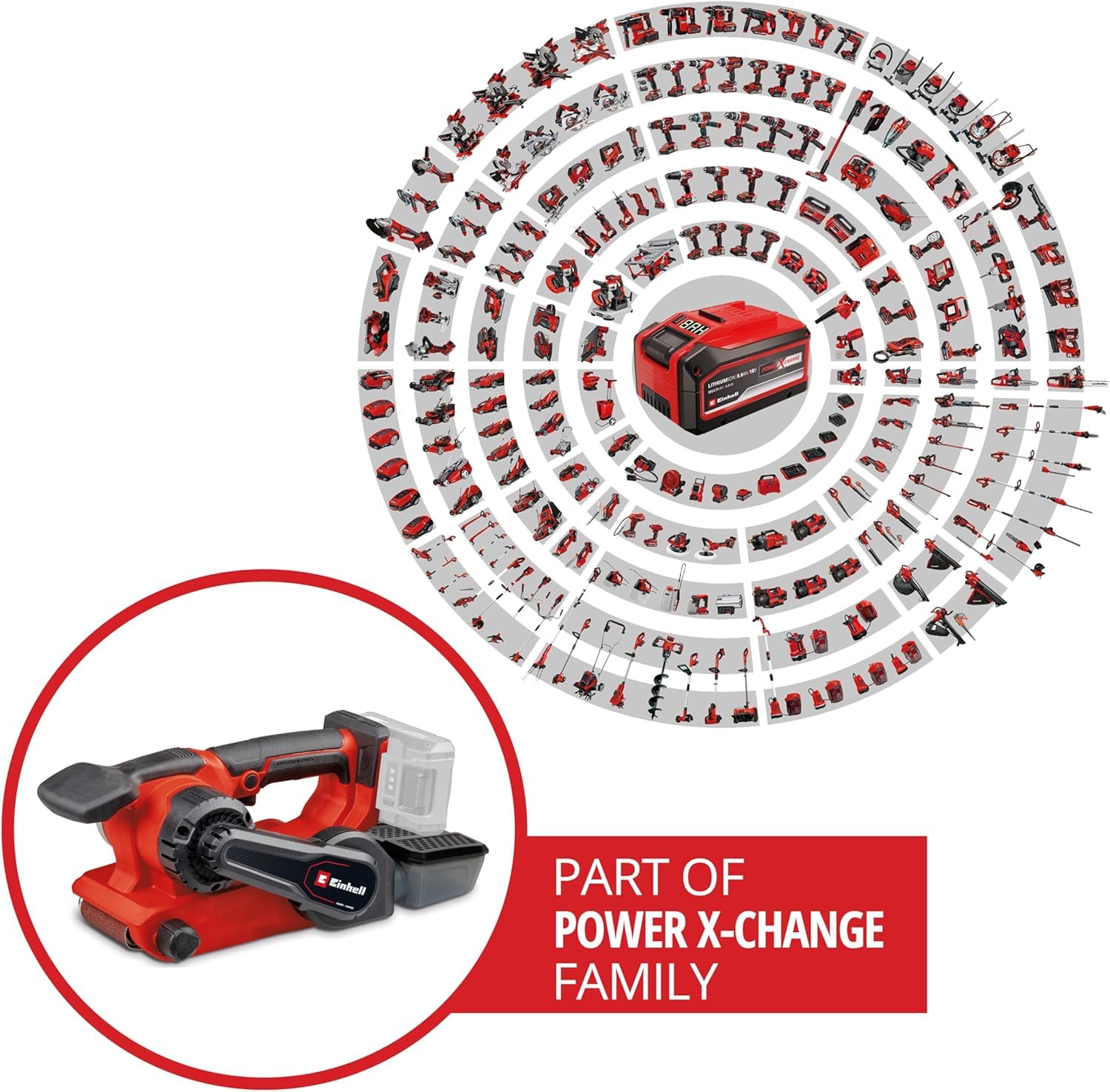 Einhell Professional Lijadora de banda con batería TP-BS 18/457 Li BL-Solo Power X-Change (18 V, iones de Li, motor sin escobillas, incl. 3 bandas de lija P80 457x75 mm, sin batería ni cargador)