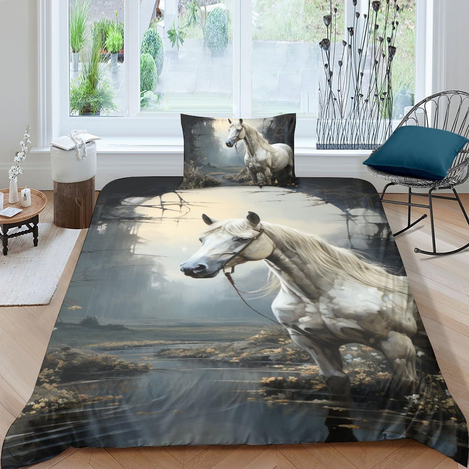 Housse de couette horse impression 3D parure de lit premium