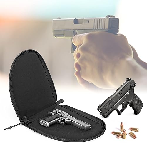 Miniatura 7 de DSLEAF Paquete de 2 fundas para pistola, alfombra suave con forro de terciopelo grueso para caza, campo de tiro y deportes