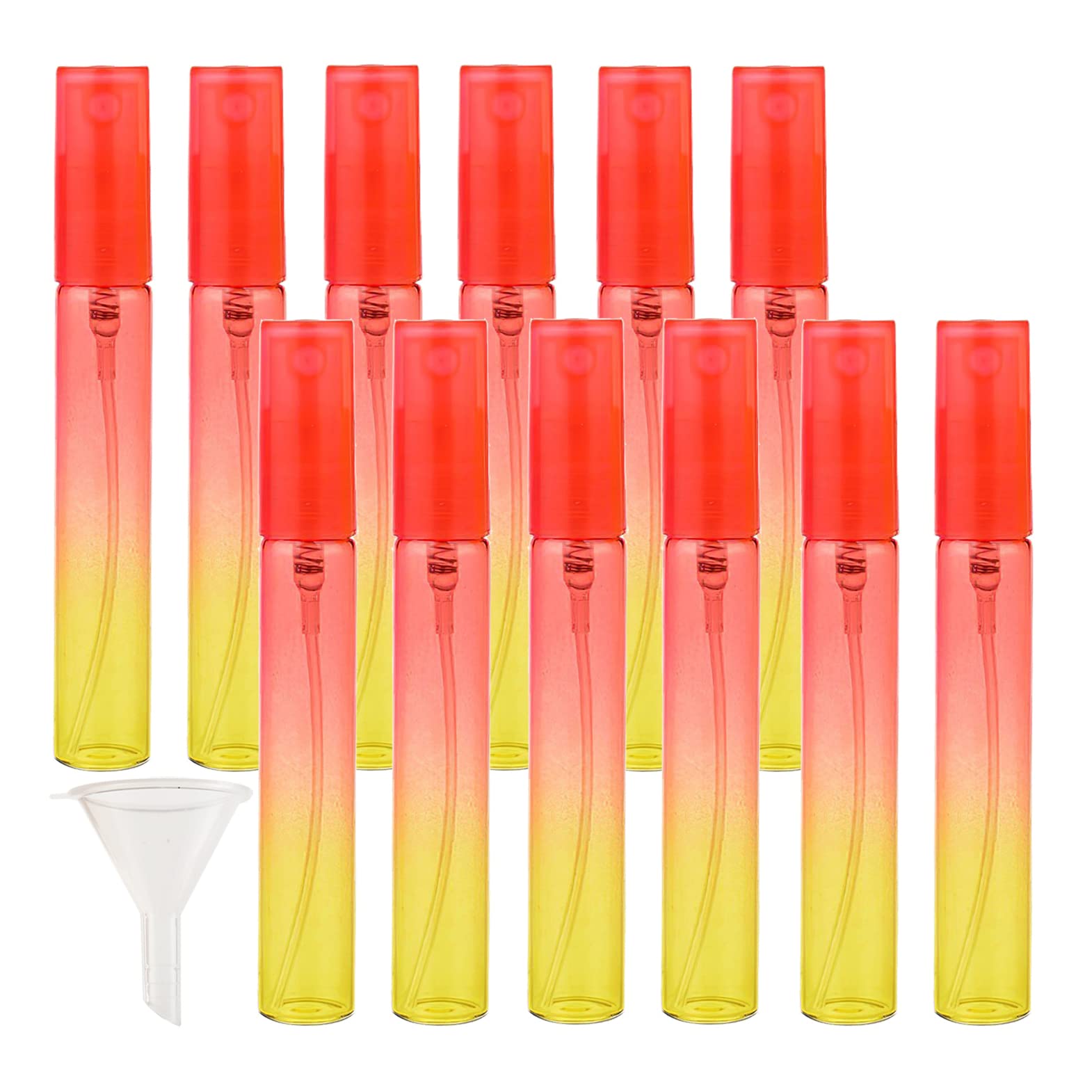 48 Stück, 8ml Farbverlauf Rot Gelb Nachfüllbar Parfümzerstäuber Sprühflasche Portable Sprühflasche für Reisen Ätherische Öle Parfüm Zubehör