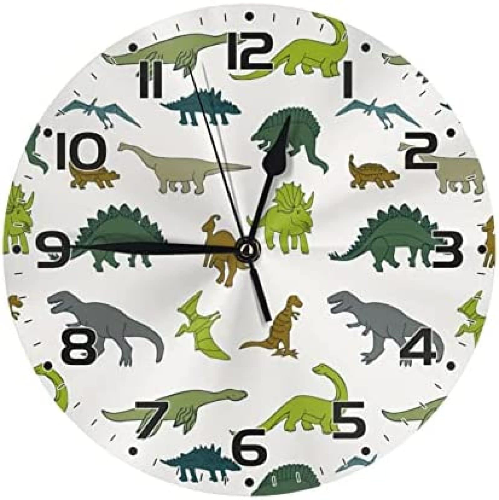 Horloge Murale Dinosaure En Bois - Silencieuse, Piles AA - 30 Cm - Pour Chambre D'enfant, Apprentissage De L'heure, Déco Ludique