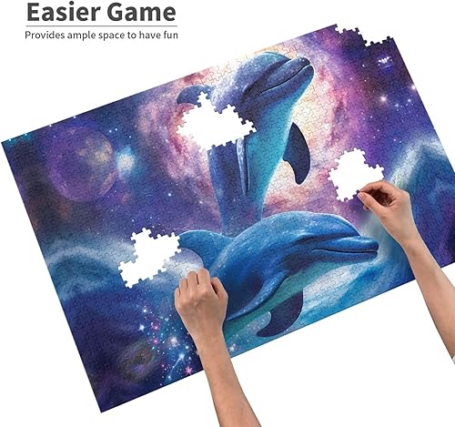 Miniatura 6 de Rompecabezas de 1000 piezas de Galaxy Dolphins, rompecabezas personalizados de madera para adultos, rompecabezas de fotos familiares, regalos para
