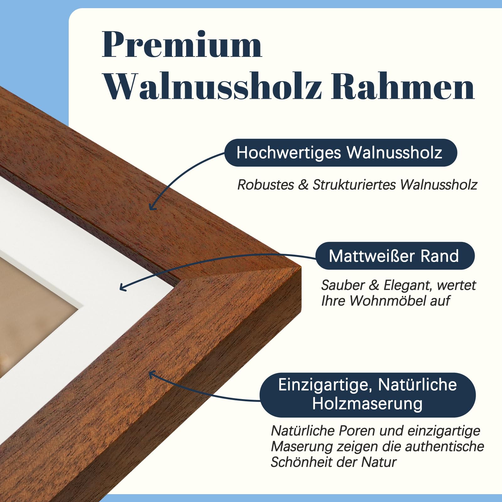 Frameo Digitaler Bilderrahmen WLAN 10.1 Zoll Walnussholz Elektronischer Bilderrahmen mit 32GB, 1280 * 800 HD IPS Touchscreen, Fotos/Videos Teilen über Frameo APP, Geschenk für Männer und Frauen