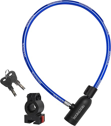 DocksLocks Juego de candado de cable para bicicleta con cerradura de llave, soporte de montaje, seguridad antirrobo portátil y compacta para