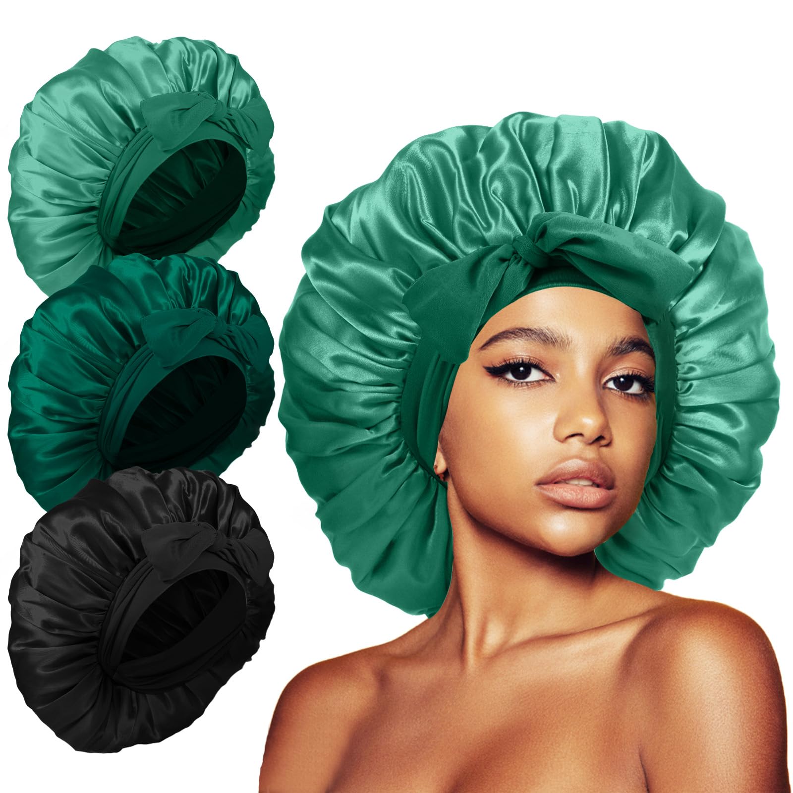 Kafteri 3Pcs Satin Silk Bonnet - hair accessories | Mubboo
