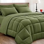 King Set de confort de taille - 7 Pièces, Lit dans un sac Ensembles de lit avec tout la saison doux de flufté reversible consolateur, feuille de plat, feuille pliée,2 Shams d'oreiller,2 Oreillers, Noir