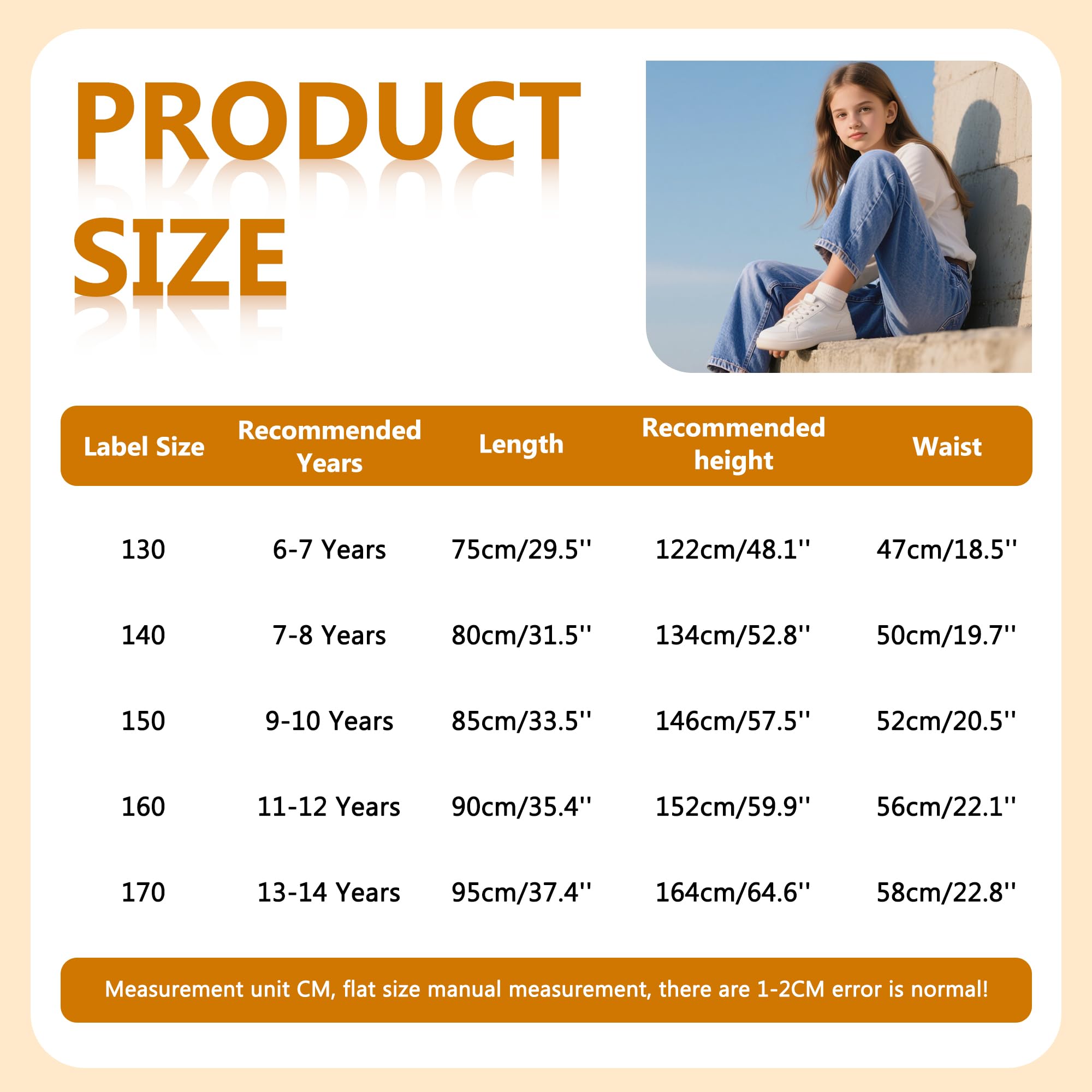 Jeans para Niñas, Holgados de Pierna Ancha Vaqueros Casual Pantalones con Cintura Elástica, Largos Stretch Azul Denim Jeans con Bolsillos Moda Infantil Pants para 6-14 años
