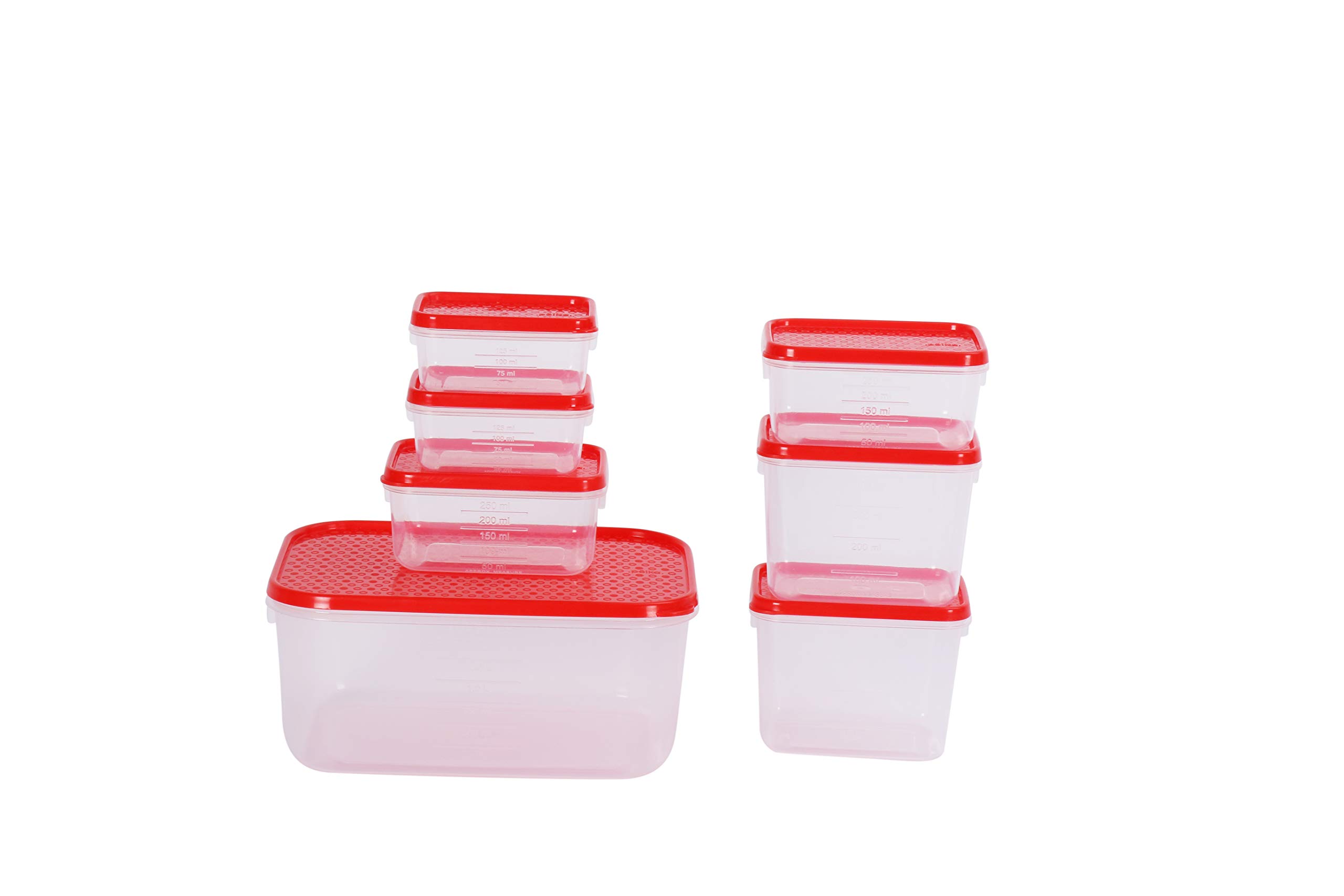 All Time Plastics Polka Container Set, 7-Pieces, Red