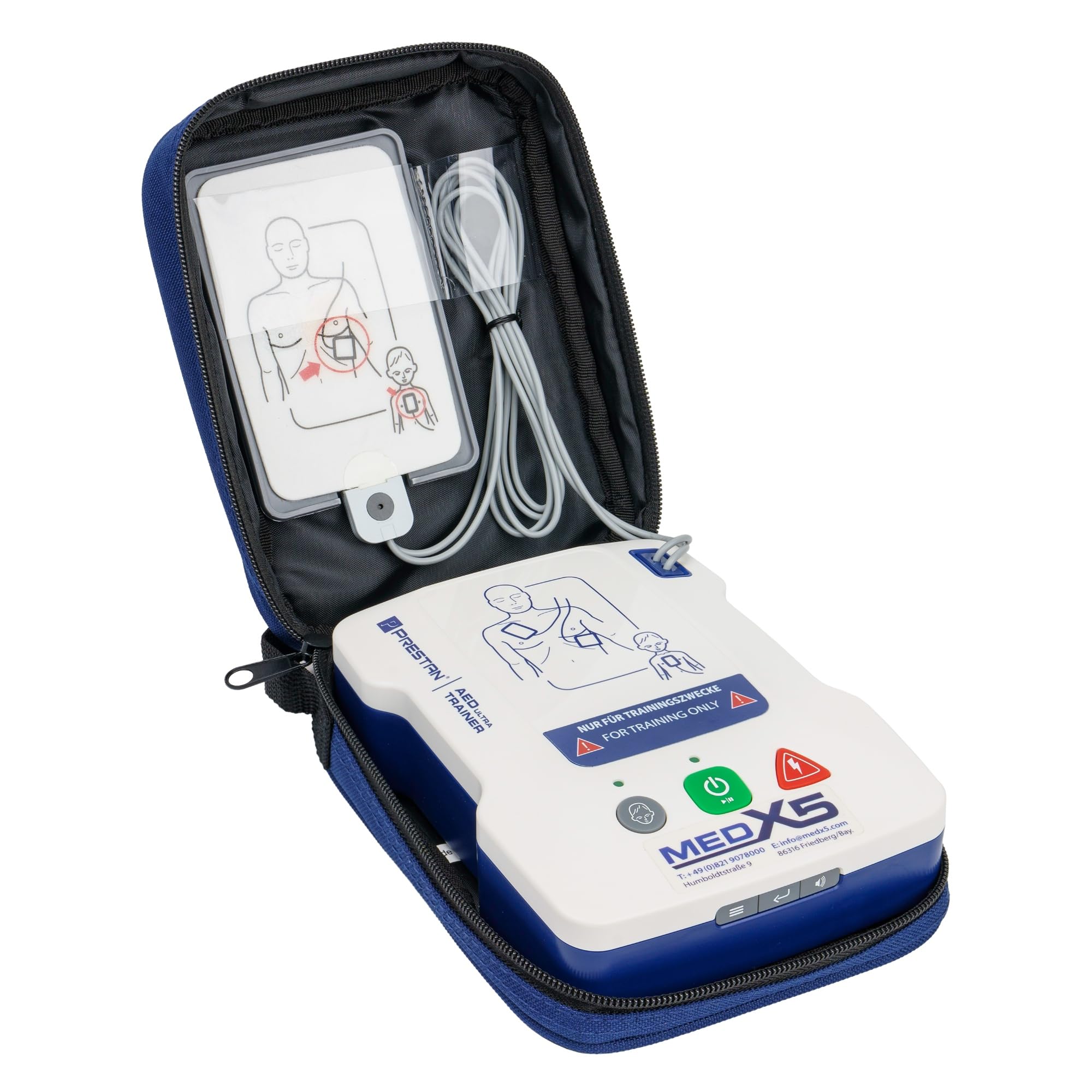 MedX5 Universal AED/desfibrilador UltraTrainer, idioma: alemán/inglés y 3 años de garantía del fabricante