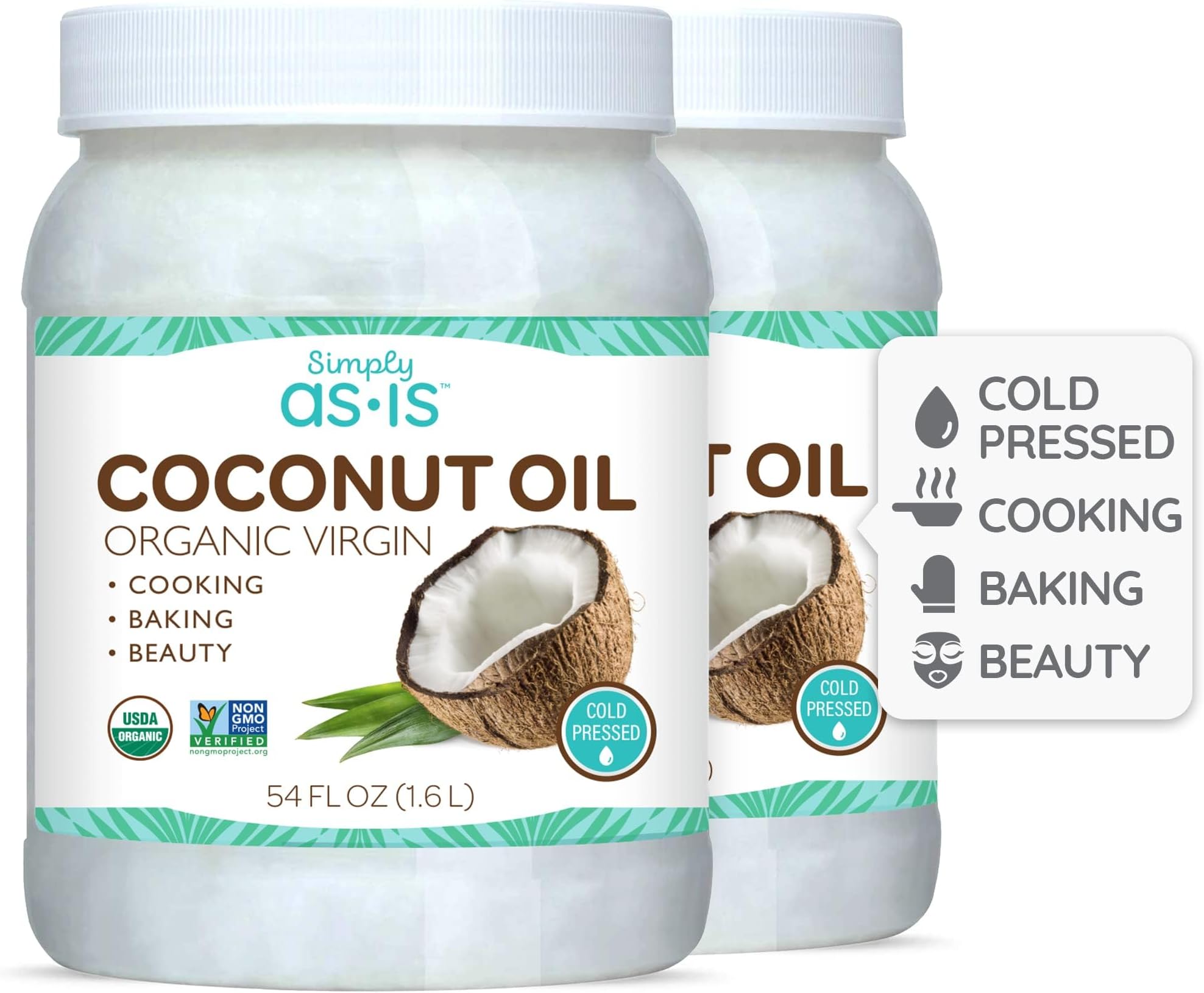 Simply as-Is Organic Virgin Coconut Oil (2 pack - 54 fl oz each)