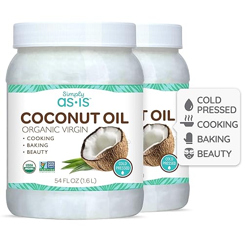 Prensado en frío y orgánico virgen Sin refinar Sabor de coco para cocinar y hornear Hidratante profundo para la belleza Paquete de 2 54 onzas
