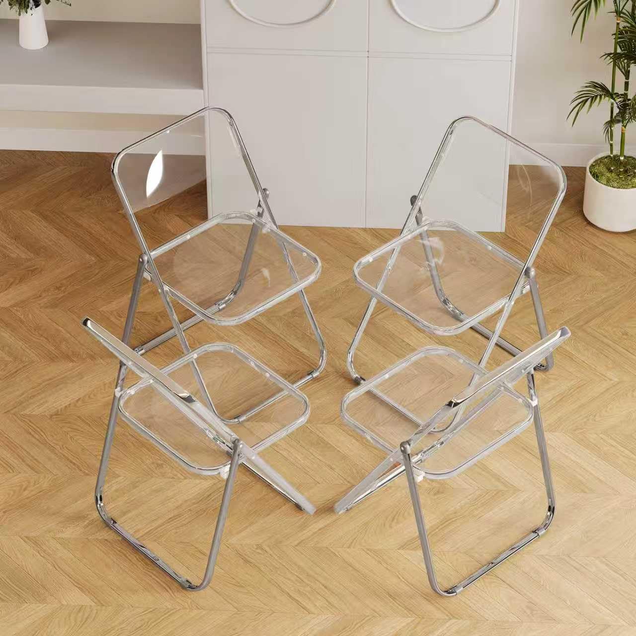 HDHNBA Plastic Folding Chairs 4 Pack,Acrylic Easy to Fold & Store,Commercial Chairs for Parties Wedding Office
