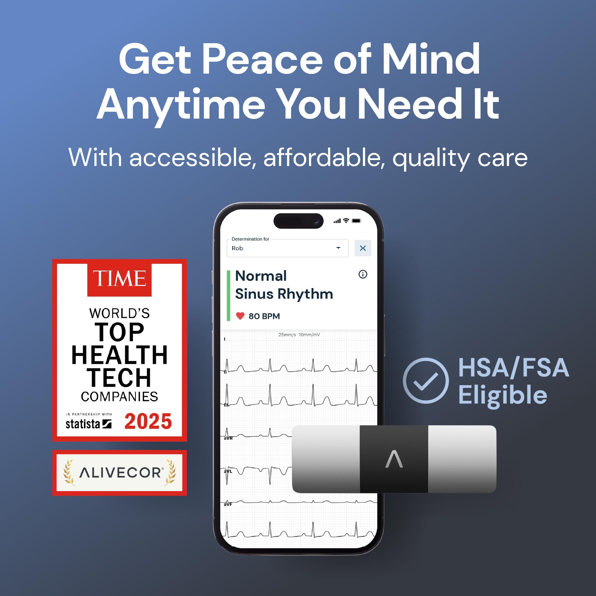 AliveCor KardiaMobile 6L ECG di livello medico | L’ECG Portatile a 6 Derivazioni | Rileva la Fibrillazione Atriale, Bradicardia e Tachicardia in Soli 30 Secondi | Distribuito da OMRON