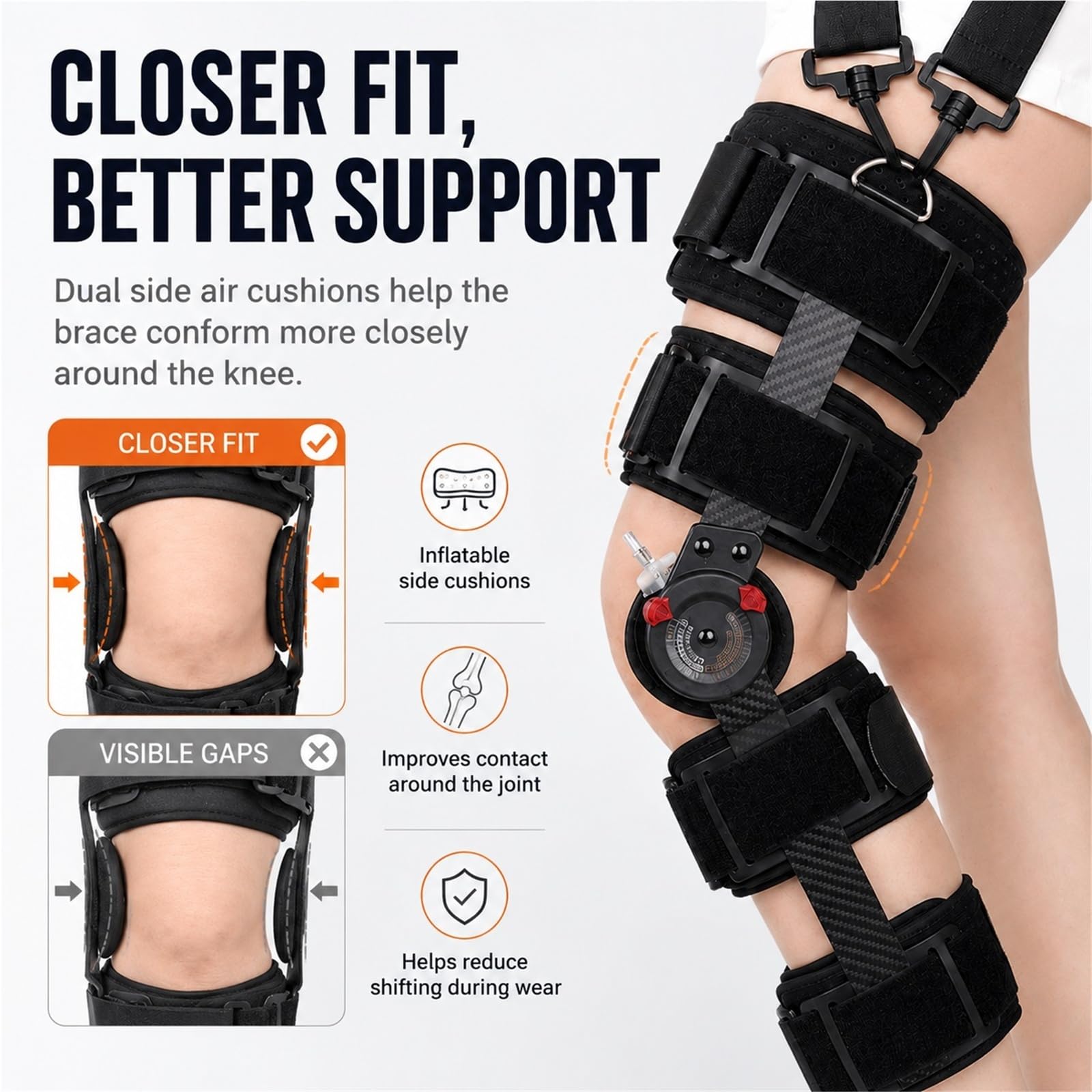 Rodillera Ortopédica Articulada ROM para Rehabilitación de Ligamentos ACL PCL y Menisco Estabilizador Postoperatorio Ajustable para Hombre y Mujer Talla