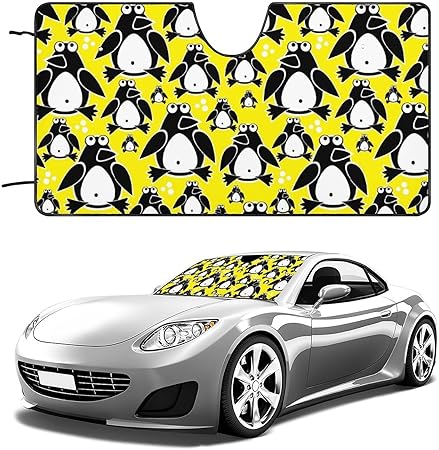 Amazon かわいいペンギン 車用フロントガラスサンシェード 日よけ折りたたみ日差しカットガード吸盤付きファッション贈り物 サンシェード 車 バイク