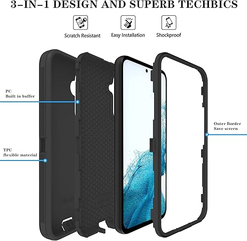 Miniatura 3 de Qinmay Funda para Galaxy A54 5G, Samsung Galaxy A54 5G con protector de pantalla HD (paquete de 2), funda para Samsung A54 5G, duradera a prueba de