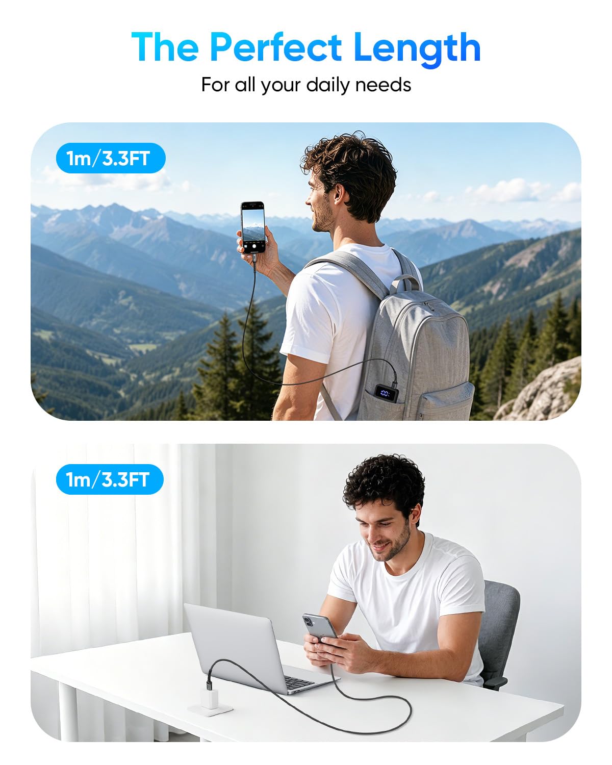 SUNGUY USB to USB C Cable, 3Pack [3.3FT+3.3FT+6.6FT] 3A Fast Charging Extra Durable USB A to C Cable for Car Android Auto/Carplay, Compatible with i-Phone 17 16 15 Series, Samsung, Moto, TypeC Devices thumbnail