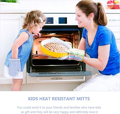 Miniatura 5 de Guantes de cocina para niños, 2 unidades, guantes antiquemaduras, guantes para horno de microondas, guantes de cocina para niños pequeños, seguros