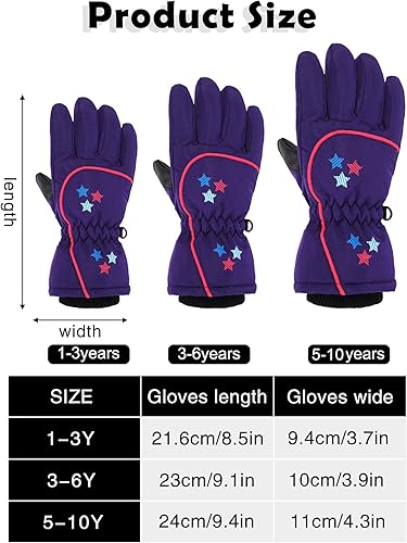 Miniatura 3 de Guantes de esquí de nieve para niños, impermeables, cálidos, guantes de snowboard para niñas y niños