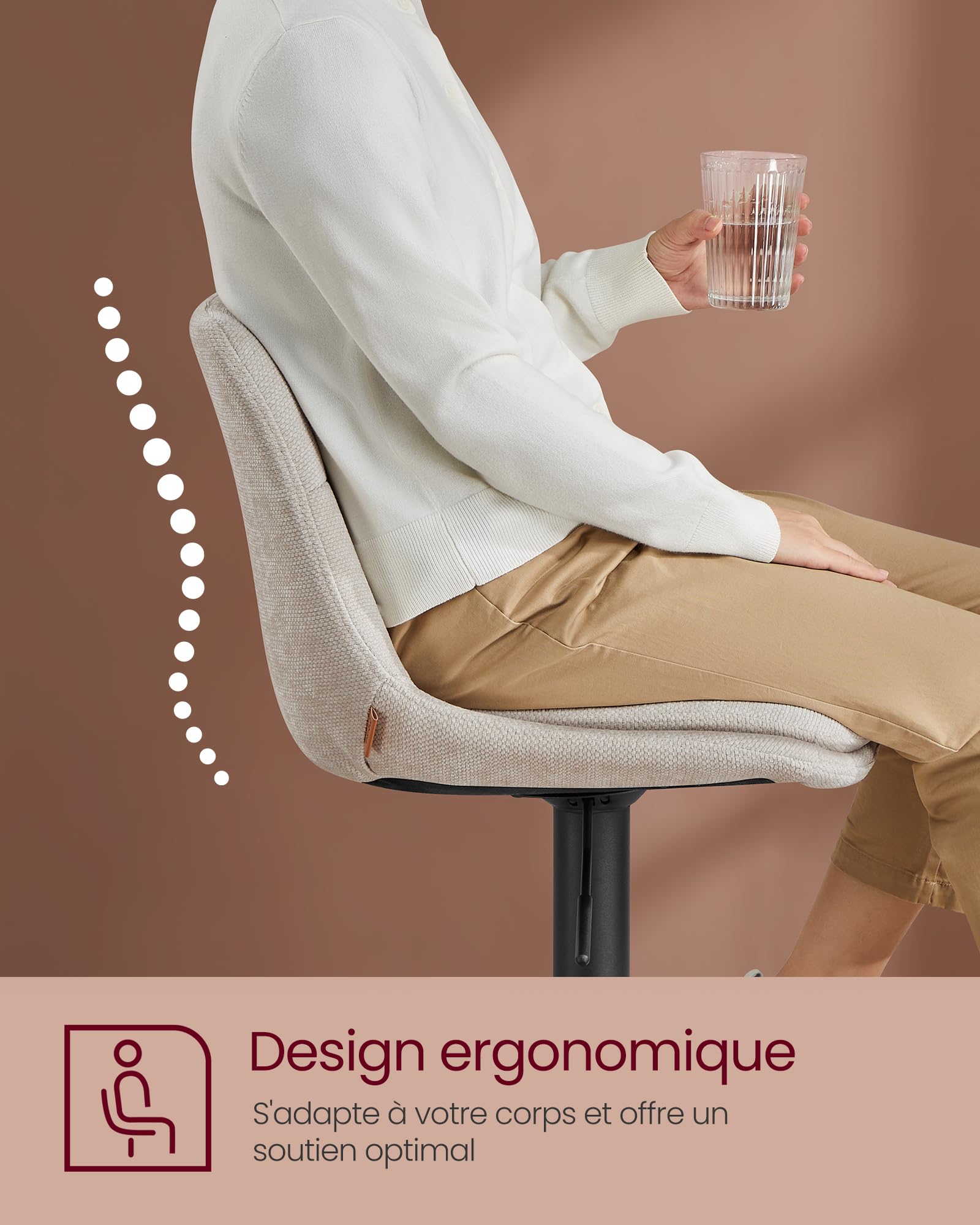 Lot De 2 Tabourets De Bar Pivotants Réglables En Hauteur[861