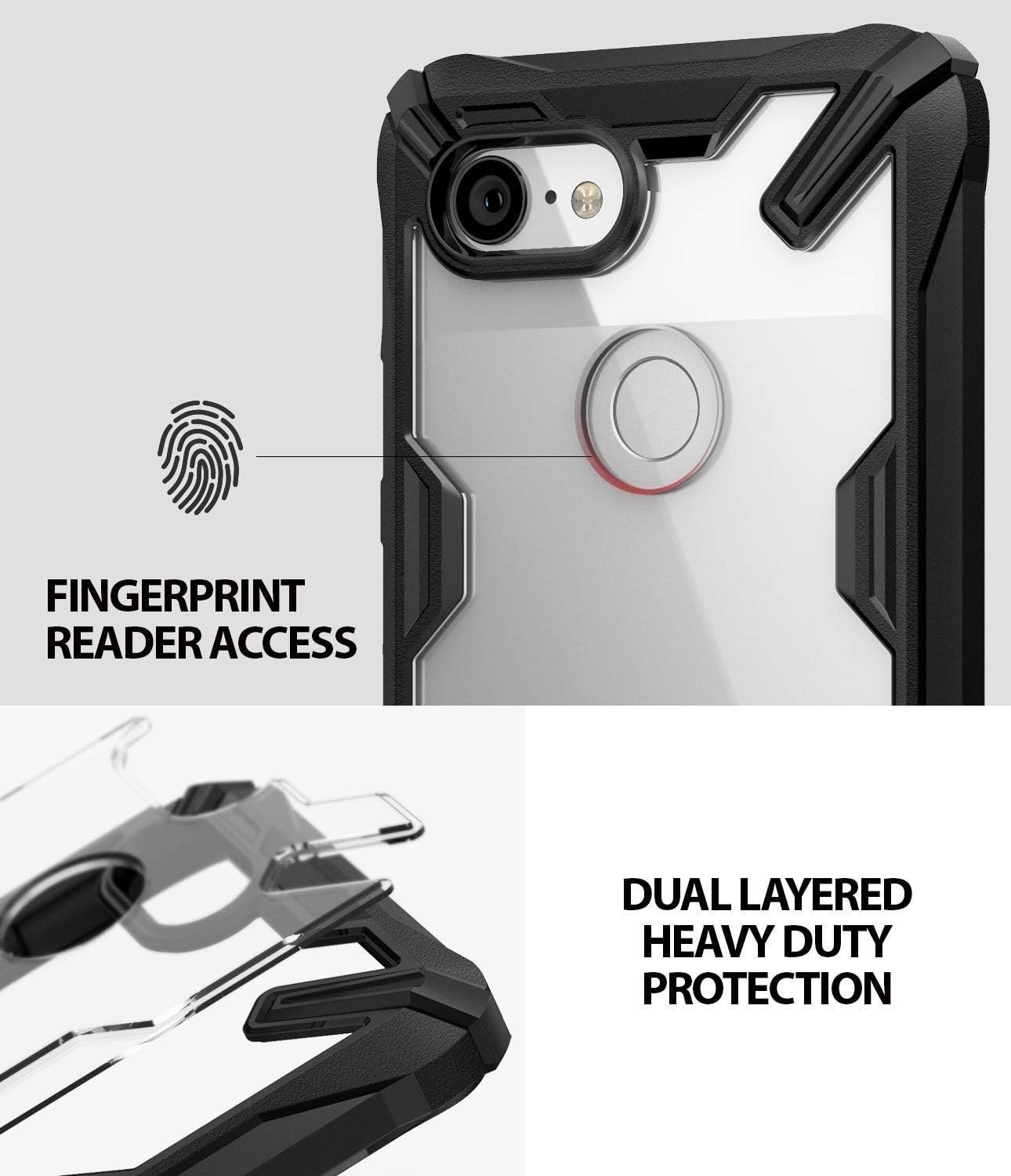 Ringke Fusion-X Compatible with Pixel 3 Case Ergonomic Transparent Military Drop Tested Defense Hard PC Back TPU Bumper Impact Resistant Protection Cover for Google Pixel 3 - Black