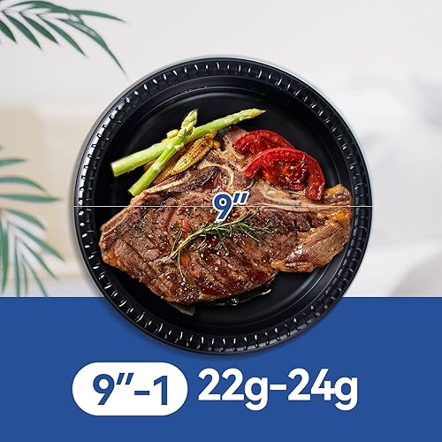 Miniatura 3 de EKOSAVOR Platos de plástico, 9 pulgadas, paquete de 150 platos desechables duraderos, resistentes, aptos para microondas, perfectos para eventos,
