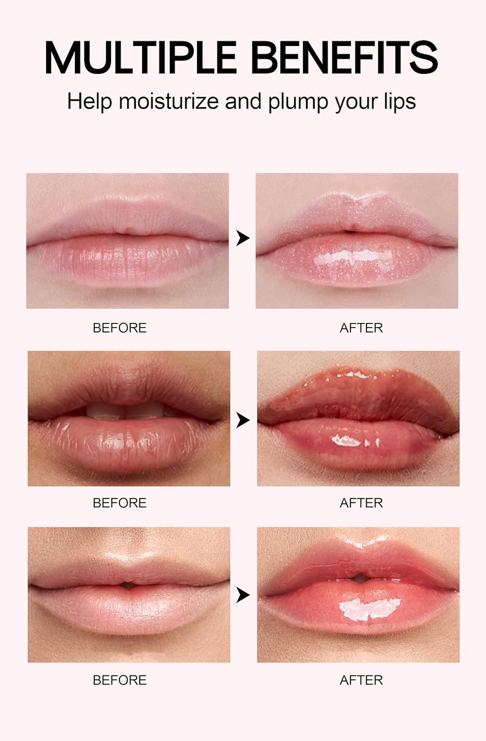 3 Colors Lip Plumping Booster, Spicy Lip Plumper Gloss Lip Oil, Ultra-Hydrating & Nourishing Glossy Finish Fuller Natural Lip Gloss, Plump & Pout Lip Plumper for Women Girls, Set #01,02,03 image 5