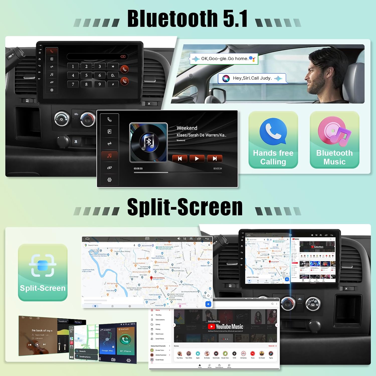 Leadfan Car Stereo Radio for Chevy Chevrolet GMC Buick with Wireless Carplay Android Auto, 10.1" IPS Touch Screen Car Radio Support GPS Navigation Bluetooth WiFi Rear Camera FM Mirrorlink Split Screen