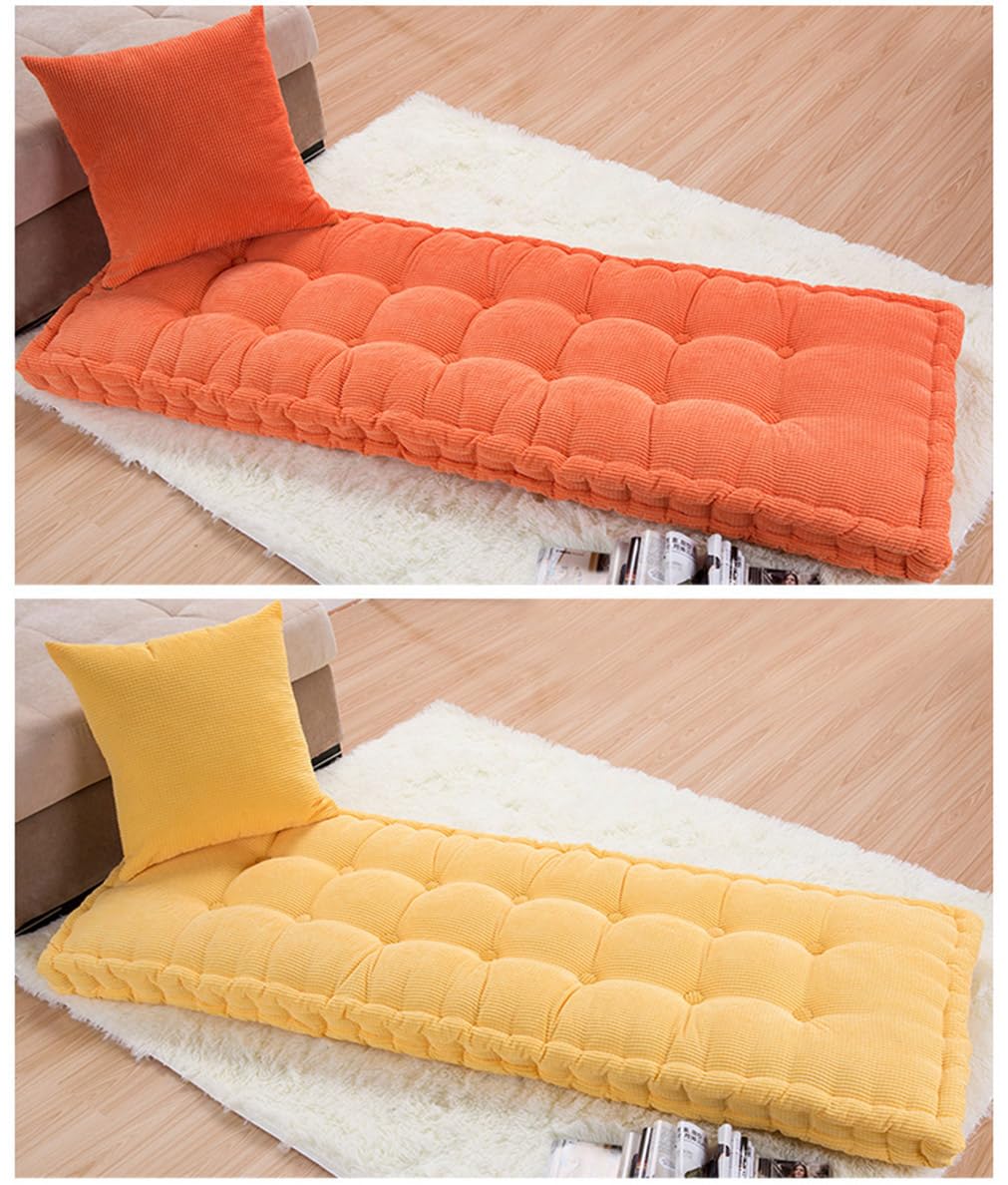 Cuscino in velluto spesso per panchina a 2/3 posti, 8 cm, per casa, pavimento, terrazza, altalena, sedia a dondolo, 110 x 30 cm, giallo decorazione per esterni