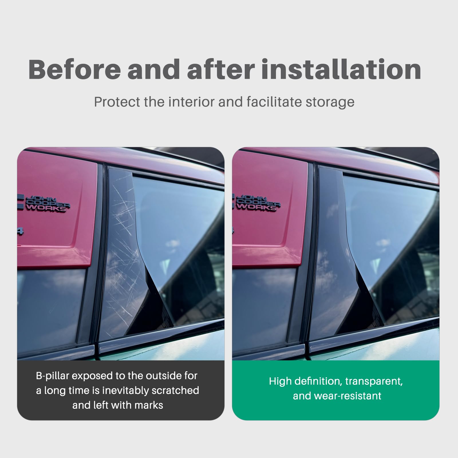 KUNGKIC for MINI Countryman U25 B C Window Pillar Scratch Prevention TPU Film Exterior Accessories Transparent