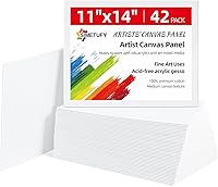 Vista 1 de Simetufy Paquete de 42 Tableros de Lienzo Planos para Pintura de 11 x 14 pulgadas - Paneles de Lienzo 100% Algodón Imprimados con Gesso Libres