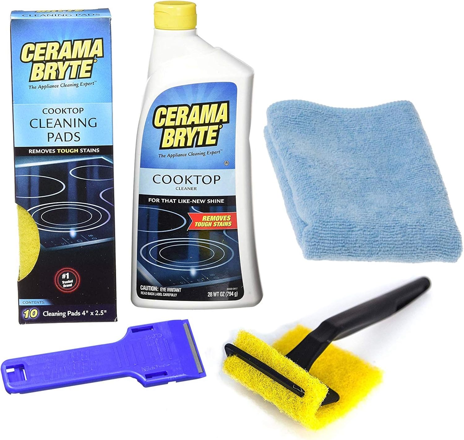 Cerama Bryte Complete Cooktop Cleaning Kit, 10 Cleaner Pads
