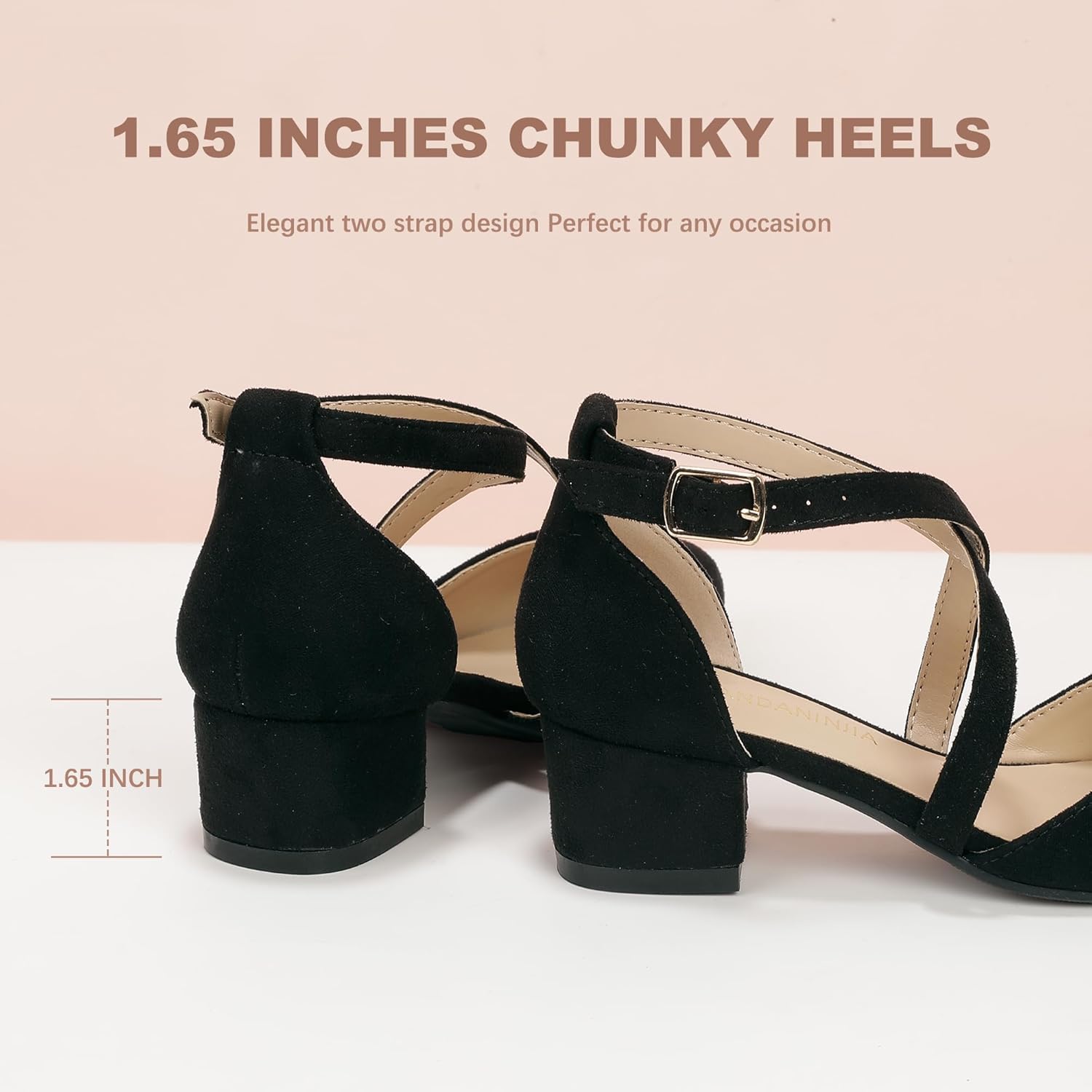 PANDANINJIA Girls Dress Shoes High Heels Flower Girl Closed Toe Cross Strap Wedding Party Mary Jane Little Big Kid Pump Shoe - Image 5