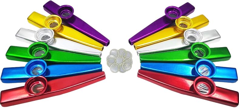 12 Pcs Metal Kazoos With 20Pcs Kazoo Flute Diaphragms,Good Gift for Kids,A Good Companion for Ukulele, Violin, Guitar,Piano Keyboard