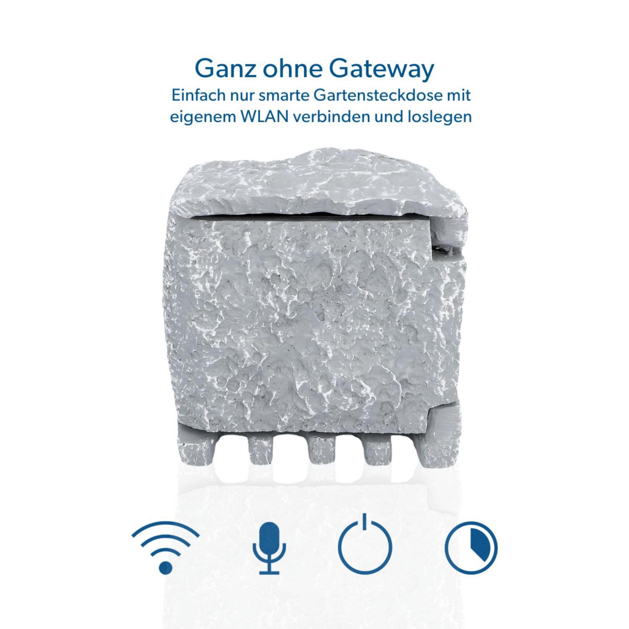UNITEC Rozdzielacz gniazd wtykowych WiFi do ogrodu o wyglądzie kamienia, gniazdko ogrodowe, gniazdko zewnętrzne, IP 44, 4 gniazda, kostki