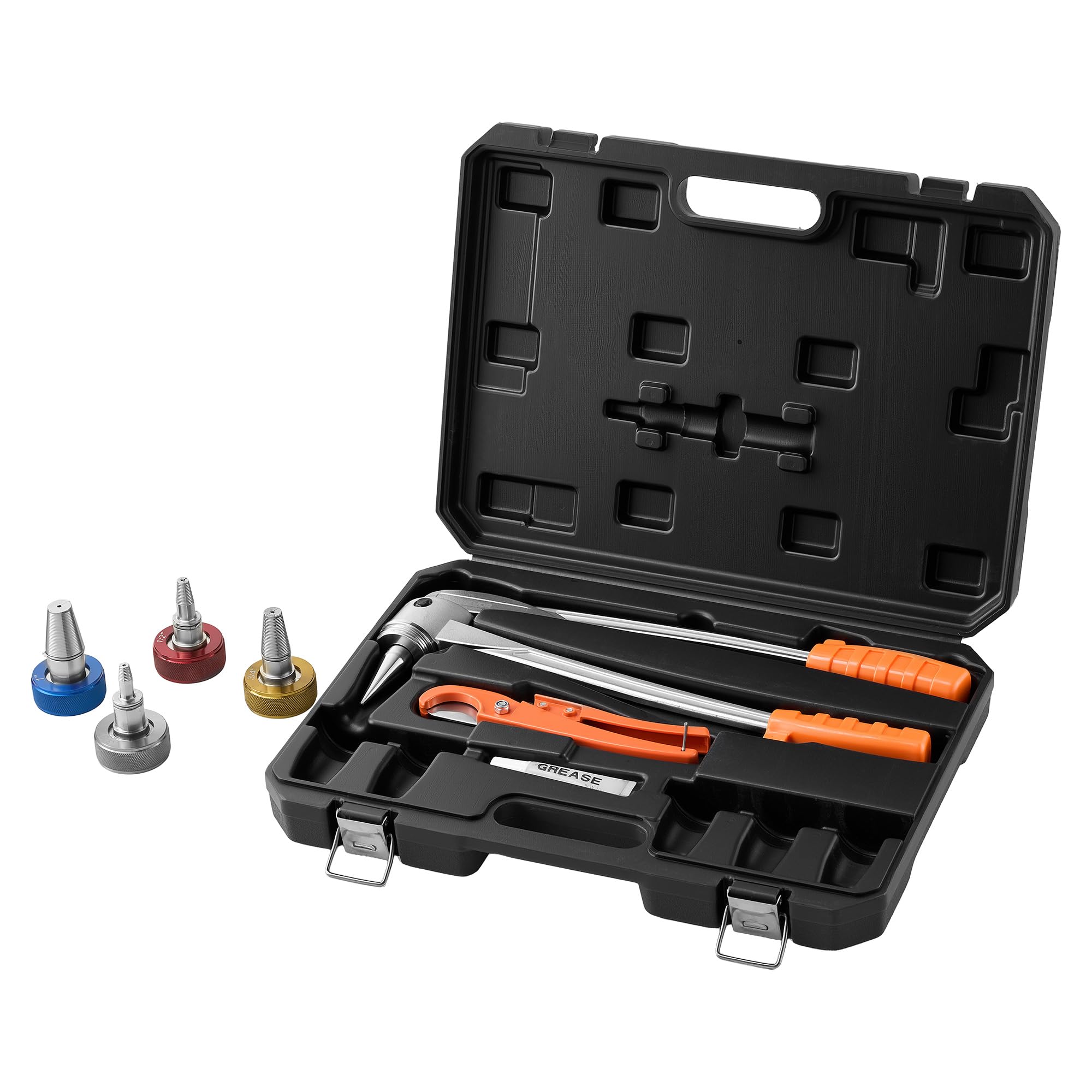 VEVOR Herramienta Expansor de Tubos PEX, Kit Manual para Expandir Tubería con 4 Cabezales de Expansión de 9,52 a 25,4 mm con Cortatubos, Lubricante para Instalaciones de Sistemas de Agua y Calefacción