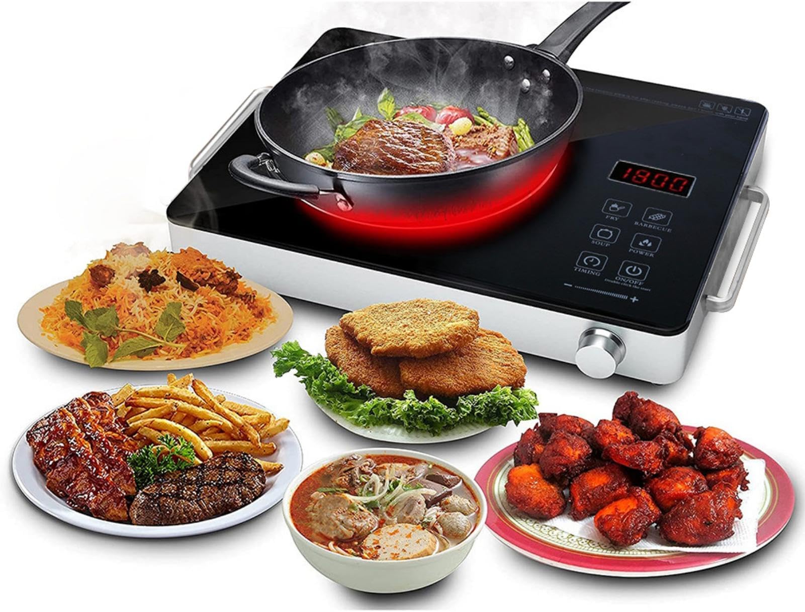 3500W Single Infrared Ceramic Hot Plate for Cooking, with Adjustable Temperature & Stay Cool Handles, Suitable for Office/Home/Camp Use, Compatible for All Cookwares