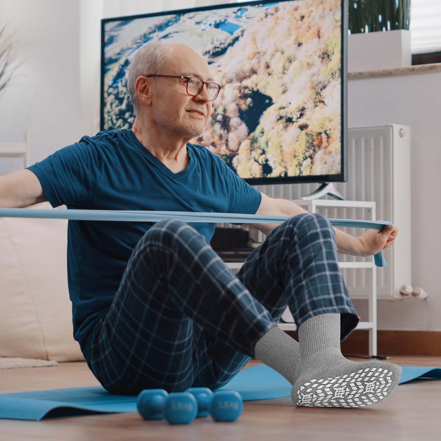 ZAKASA Extra-Wide Socks for Swollen Feet: 3 Pairs Non Slip Diabetic Socks for Men Women with Grips Hospital Edema 9-15 - Image 7