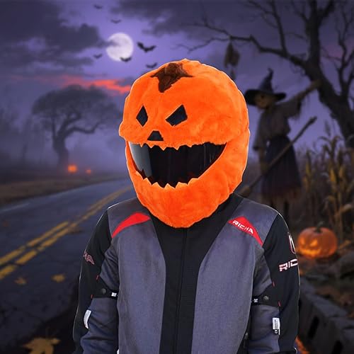 Miniatura 7 de Divertida funda para casco de motocicleta de cara completa, para fiestas de paseos divertidos (cubierta de casco de calabaza de Halloween)