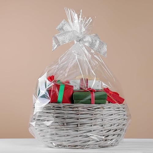 Miniatura 4 de Morepack Bolsas retráctiles para cestas de regalo, 24 x 30 pulgadas, bolsas retráctiles de PVC transparente para regalo, paquete de 5