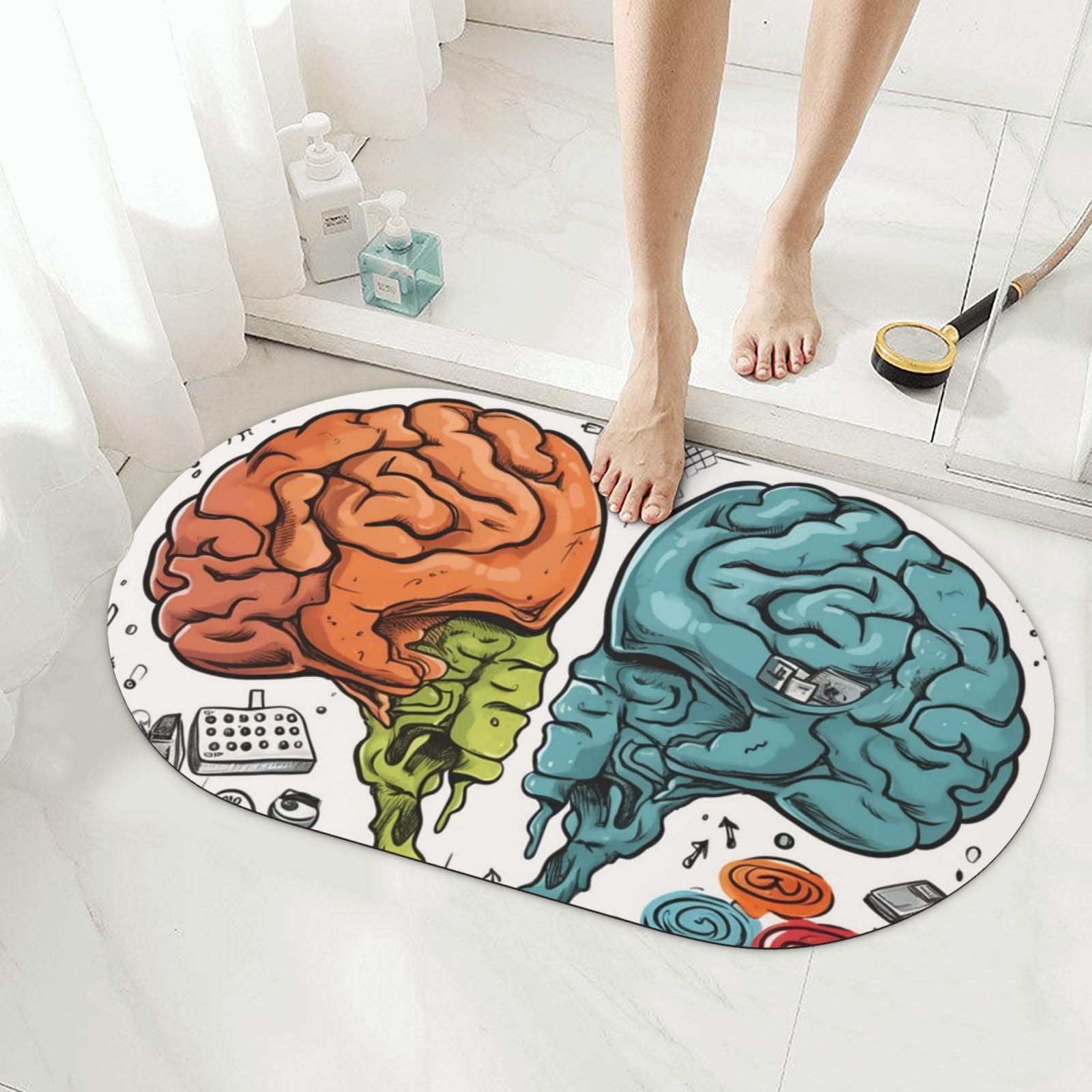 Tapis de bain en pierre de diatomée 50x80 cm à séchage rapide motif cerveau