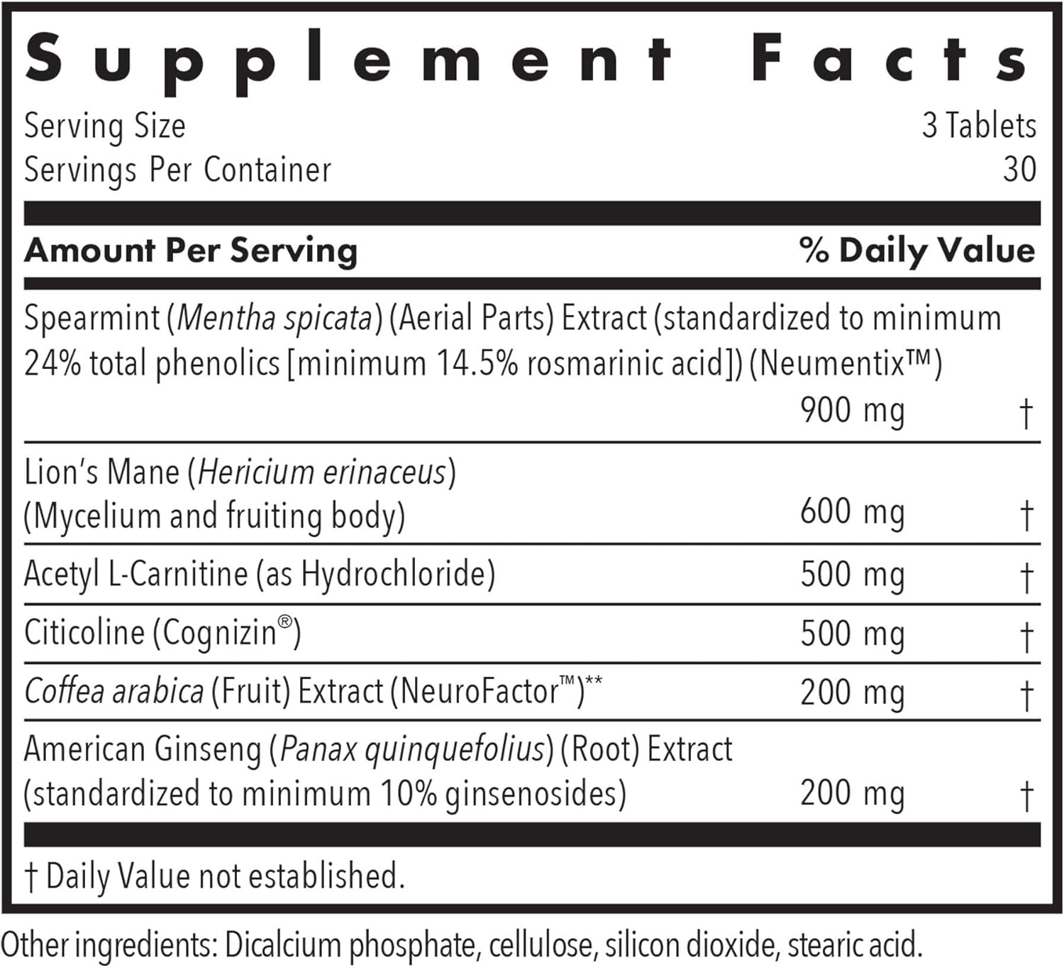 Allergy Research Group Advanced NeuroPlus - Nootropic Formula with Spearmint Extract, Lions Mane & Citicoline - Supports Working Memory Focus & Cognitive Function - 30 Servings - 90 Tablets - Image 2