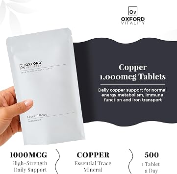 Copper 1mg Tablets | Copper Food Supplement | Oxford Vitality | 500 Tablets
