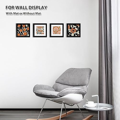 Vista 113 de KINLINK Juego de 4 portarretratos de 12 x 12 pulgadas, cuadrados de madera mate de 8 x 8 pulgadas con plexiglás para 8 x 8 pulgadas con paspartú