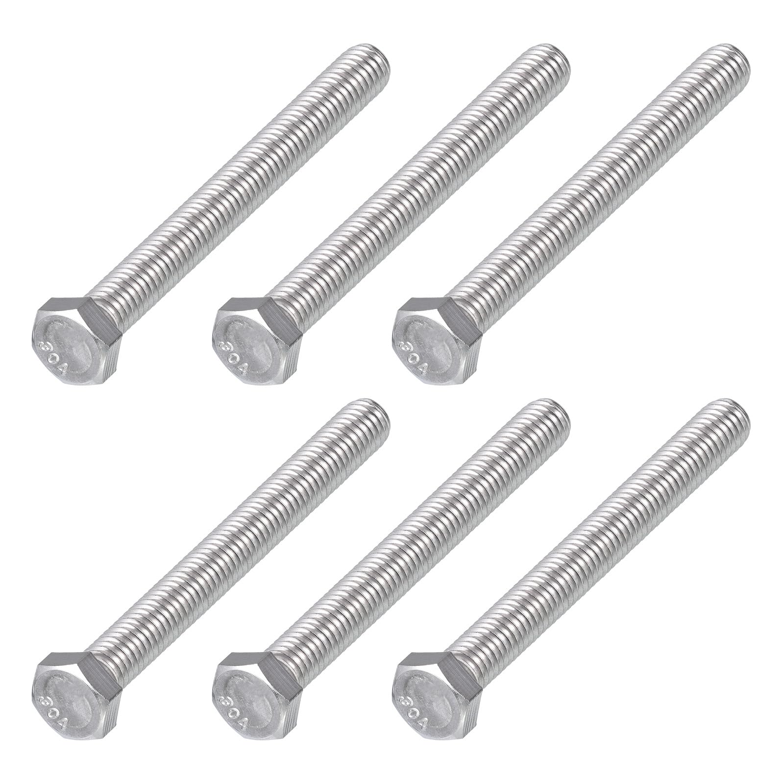 METALLIXITY Hex Head Bolts (3/8-16 x 3-1/2") 6Pcs, 304 Stainless Steel 18-8, Fully Threaded, External Hex Drive, Plain Finish