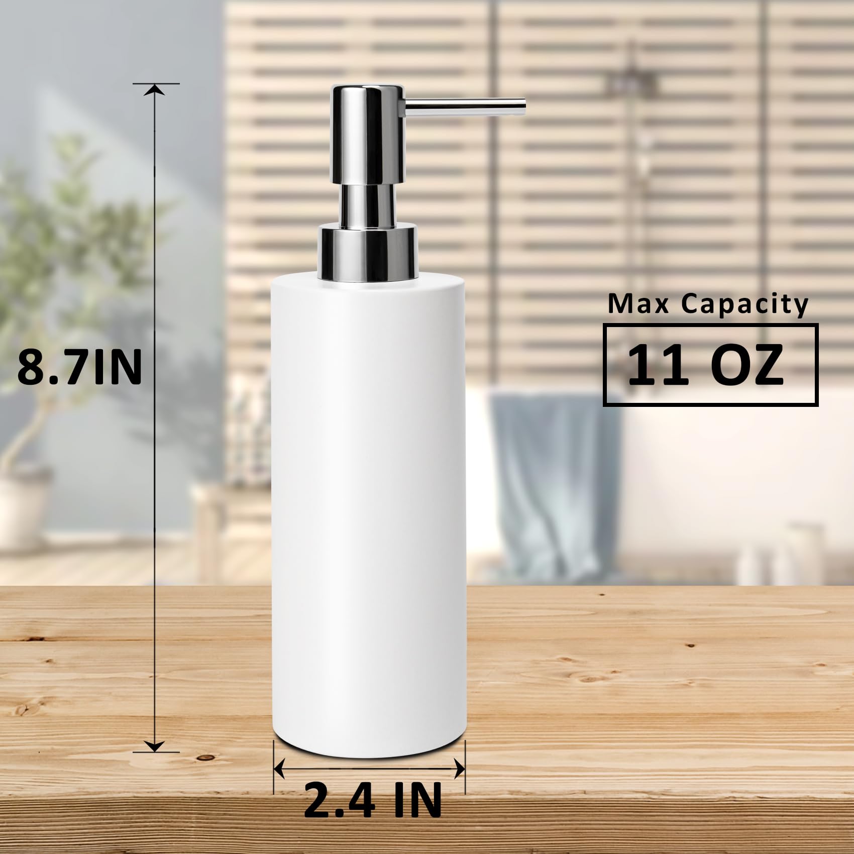 Dispensador de jabón con bomba de líquido, dispensador de loción de manos de cerámica para champú, baño, cocina, 11 onzas