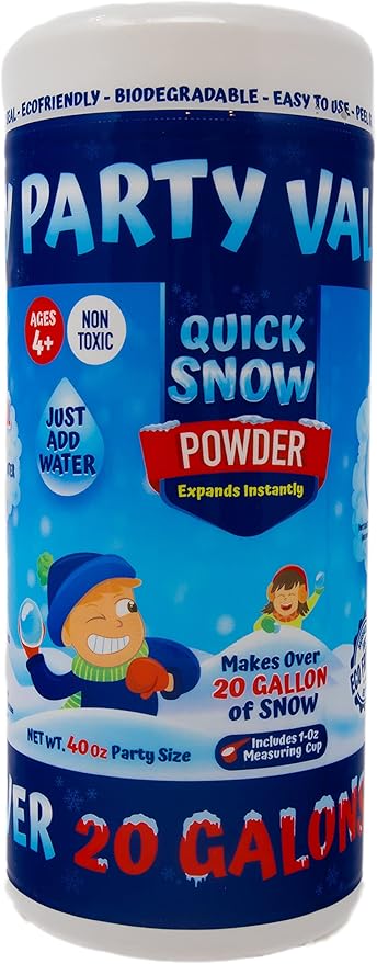 QUICK SNOW POWDER: Instant Snow - Makes 20 Gallon Magic Artificial Fake Snow - Just Add Water - Christmas Decorations Events Outdoor Indoor- STEM Slime Activities- 15 year + - Fun Size 40.0 Oz